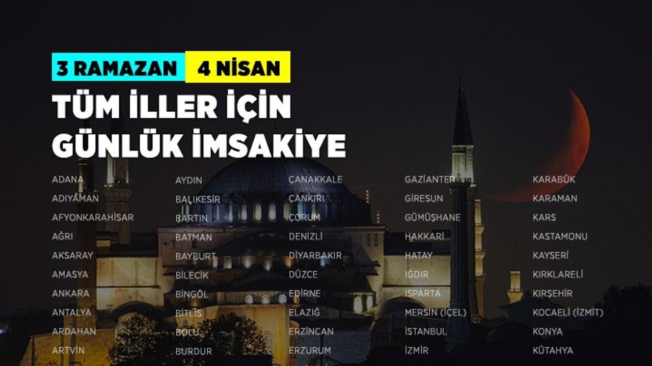 3 Ramazan - 4 Nisan imsak ve sahur vakitleri