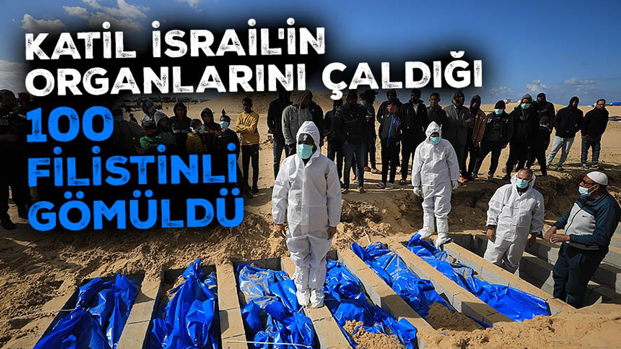 Katil İsrail'in teslim ettiği 100 Filistinlinin cenazesi Refah'ta toplu mezara gömüldü