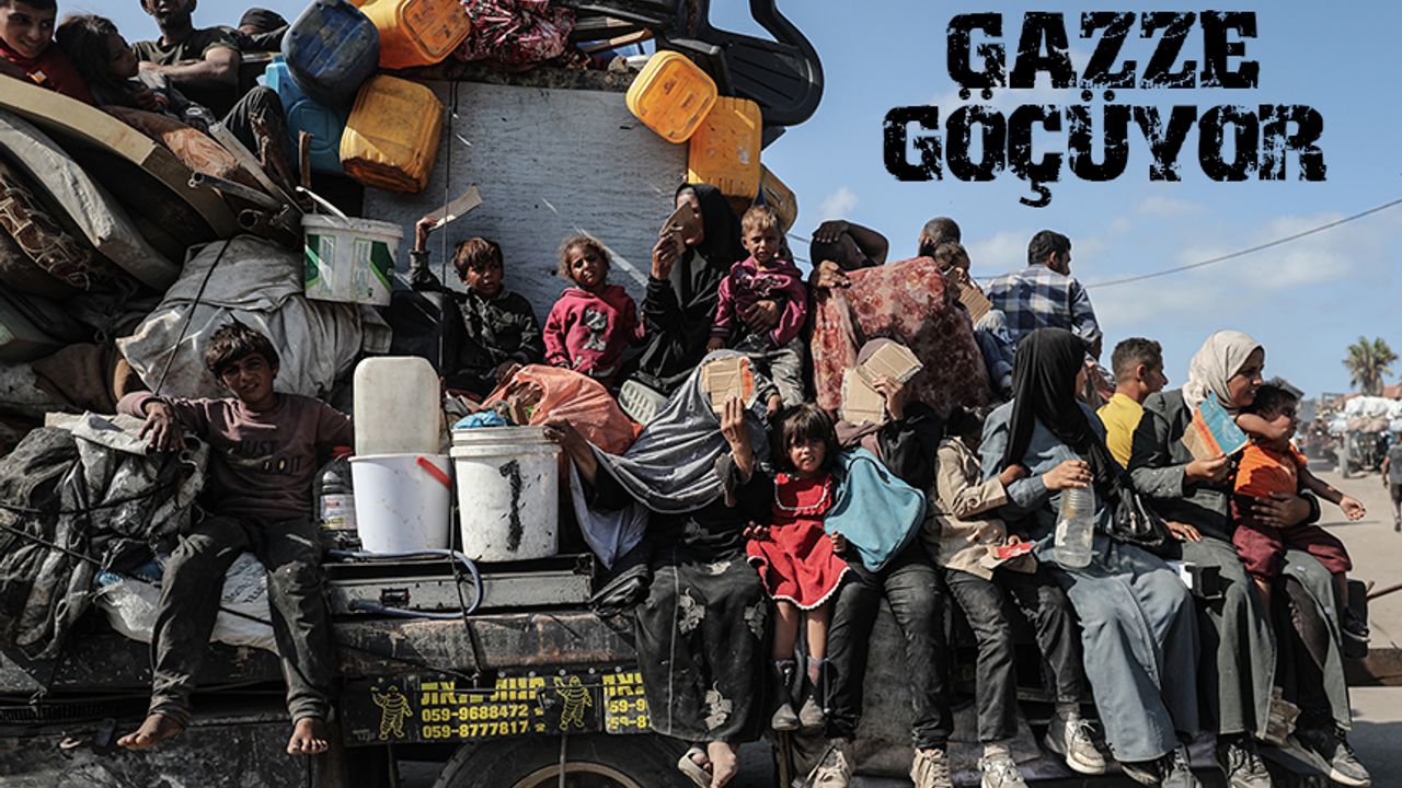 Katil İsrail’in saldırıları nedeniyle Gazze’de zorunlu göç sürüyor