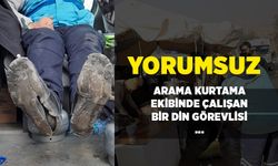 Arama kurtarma ekibinde çalışan bir din görevlisinin ayakkabıları..