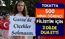 Tokat'ta 500 minik öğrenci Filistin için 3 dilde dua etti