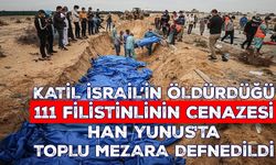 Katil İsrail’in öldürdüğü 111 Filistinlinin cenazesi Han Yunus'ta toplu mezara defnedildi