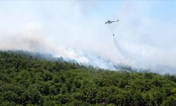 İzmir'in Urla ilçesinde çıkan orman yangınına müdahale ediliyor