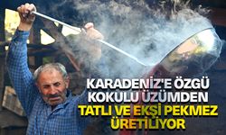 Karadeniz'e özgü kokulu üzümden tatlı ve ekşi pekmez üretiliyor