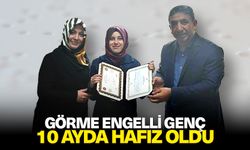 Görme engelli genç, 10 Ayda hafız oldu