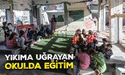 Gazze'de yıkıma uğrayan okulda eğitim