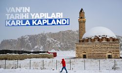 Van'ın tarihi yapıları karla kaplandı