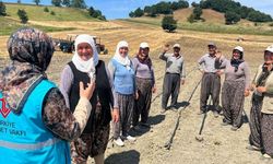 Sındırgı'da tarlada çalışan kadınlara manevi destek