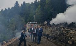 Yangından etkilenen köye müftülükten destek