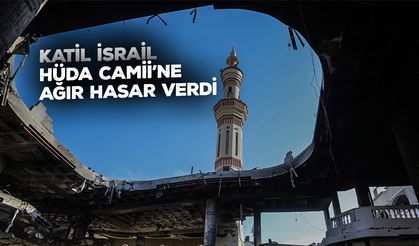 Katil İsrail'in saldırılarında Hüda Camii ağır hasar gördü