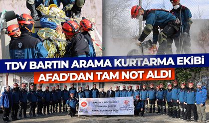 TDV Bartın Arama Kurtarma Ekibi AFAD'dan tam not aldı