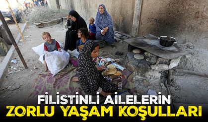 Deyr Balah kentine sığınan Filistinli ailelerin zorlu yaşam koşulları