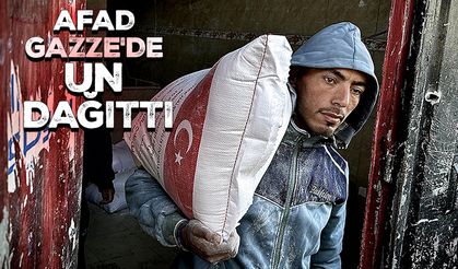 AFAD, gıda krizinin yaşandığı Gazze'de Filistinlilere un dağıttı