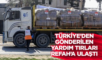 AFAD tarafından Gazze'ye gönderilen yardım tırları, Refah kentine ulaştı