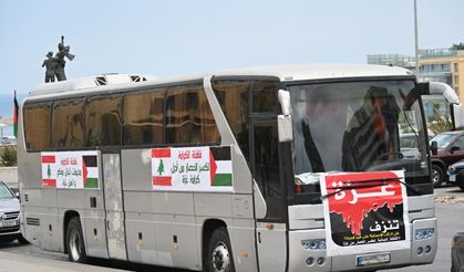 Lübnan konvoyu "Küresel Gazze Yürüyüşü"ne katılmak için yola çıktı