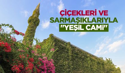 "Yeşil cami" çiçekleri ve sarmaşıklarıyla botanik bahçesini andırıyor