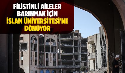 Gazze'de ateşkesin ardından Filistinli aileler, barınmak için İslam Üniversitesi'ne dönüyor