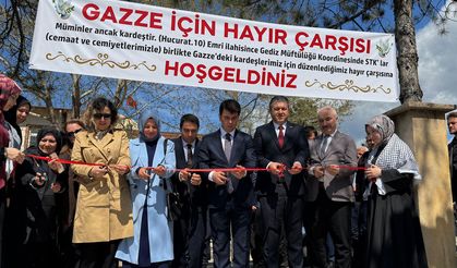 Gediz'de Gazze yararına hayır çarşısı açıldı