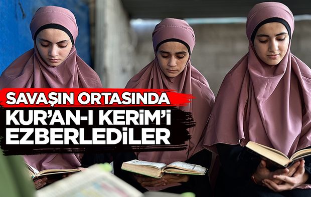 Üç kız kardeş Gazze’de savaş ortasında Kur’an-ı Kerim’i ezberlediler