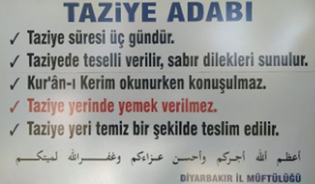 Artık taziye evlerinde yemek verilmeyecek