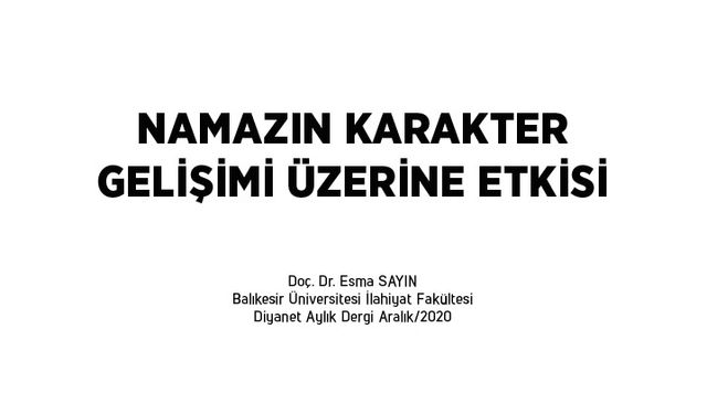 Namazın karakter gelişimi üzerine etkisi