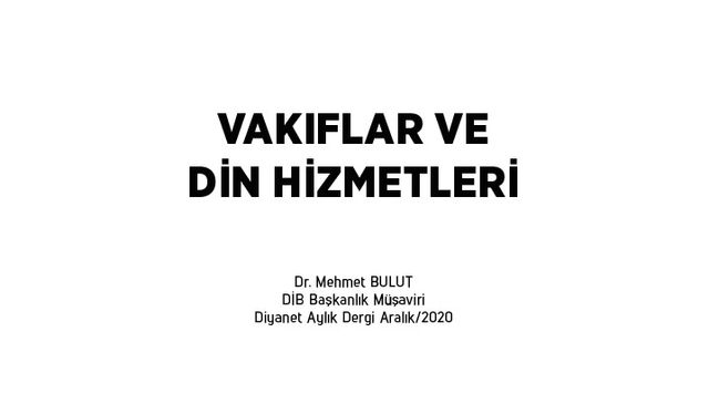 Vakıflar ve din hizmetleri