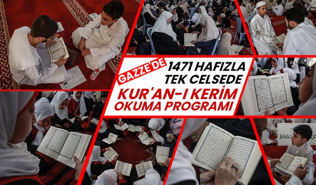 Gazze'de 1471 hafızla tek celsede Kur'an-ı Kerim okuma programı