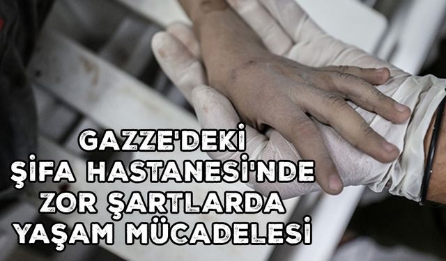 Gazze'deki Filistinliler, sığındıkları Şifa Hastanesi'nde zor şartlarda yaşam mücadelesi veriyor