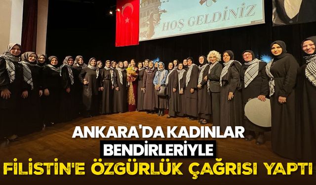 Ankara'da kadınlar Bendirleriyle Filistin'e özgürlük çağrısı yaptı