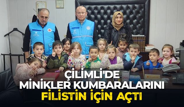 Çilimli'de minikler kumbaralarını Filistin için açtı