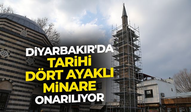 Diyarbakır'da depremde hasar gören tarihi Dört Ayaklı Minare onarılıyor
