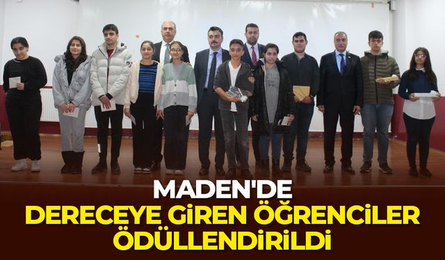 Maden'de dereceye giren öğrenciler ödüllendirildi