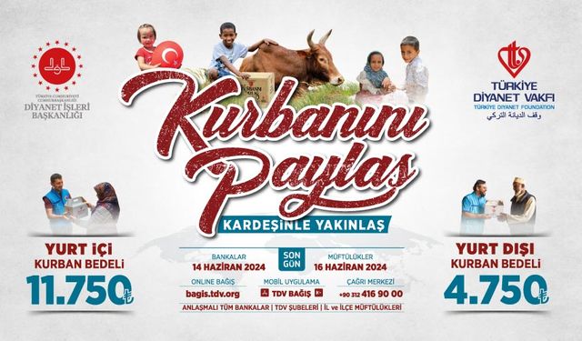 TDV 2024 yılı vekaletle kurban bağışı