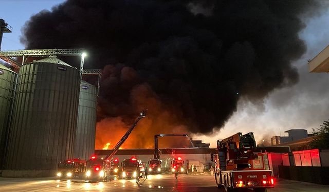 Gaziantep'te halı fabrikasında çıkan yangına müdahale ediliyor