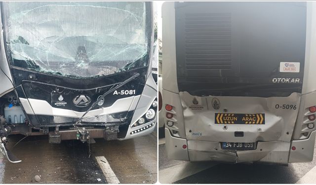 Avcılar'da iki metrobüsün çarpışması sonucu 2 kişi yaralandı