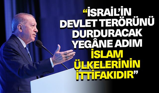 Cumhurbaşkanı Erdoğan: "İsrail’in devlet terörünü durduracak yegâne adım İslam ülkelerinin ittifakıdır”