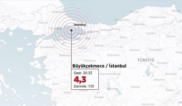 Marmara Denizi'nde 4,3 büyüklüğünde deprem