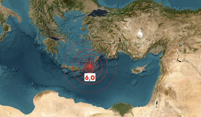 Akdeniz'de 6,0 büyüklüğünde deprem