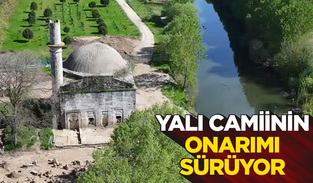 Edirne'de Tunca kenarındaki yalı camiinin onarımı sürüyor