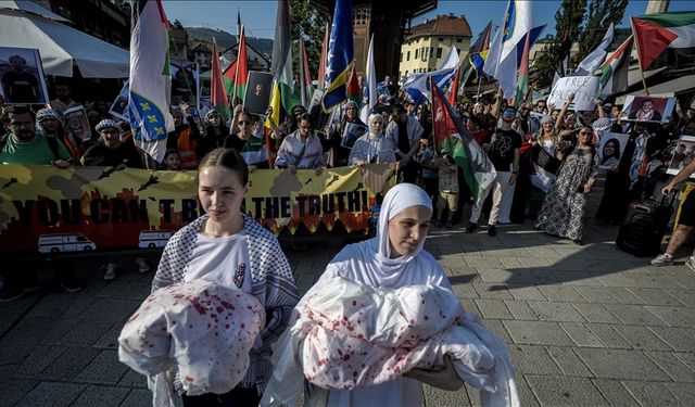 İşgalcilerin Gazze'deki saldırıları Bosna Hersek'te protesto edildi