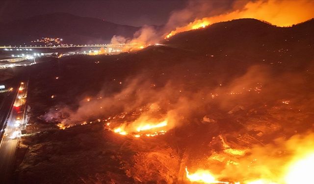 İzmir'de çöplük alanda başlayan yangın ormanlık alana sıçradı