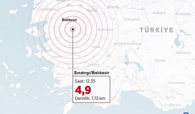 Balıkesir'de 4,9 büyüklüğünde deprem