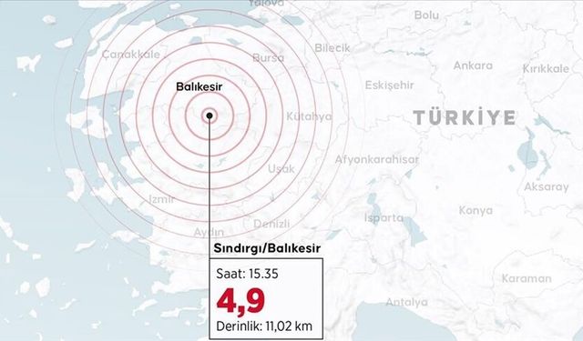 Balıkesir'de 4,9 büyüklüğünde deprem