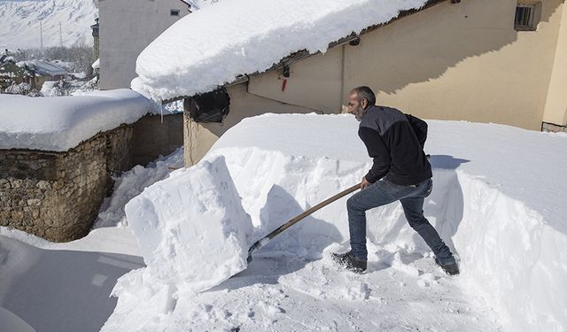 Tunceli'de köylüler damlarda kar atma ve "loğ" çekme mesaisinde