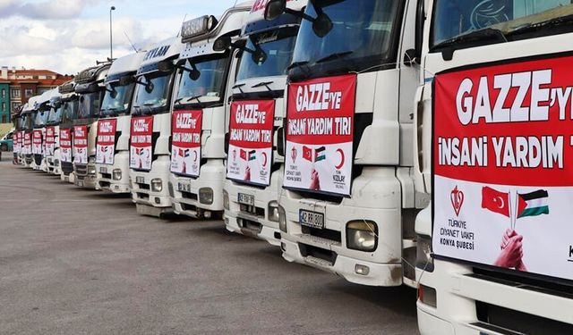 Konya'dan Gazze'ye 15 insani yardım tırı gönderildi