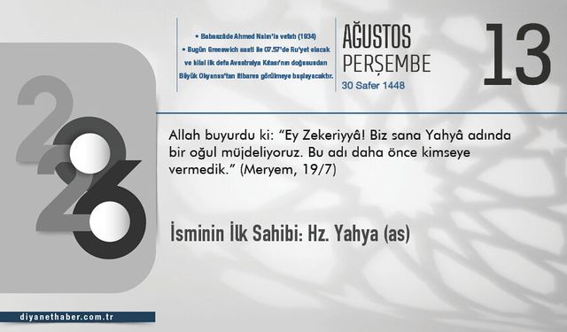İsminin İlk Sahibi: Hz. Yahya (as)