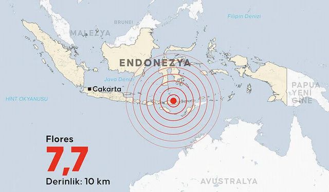 Endonezya'da 7,7 büyüklüğünde deprem