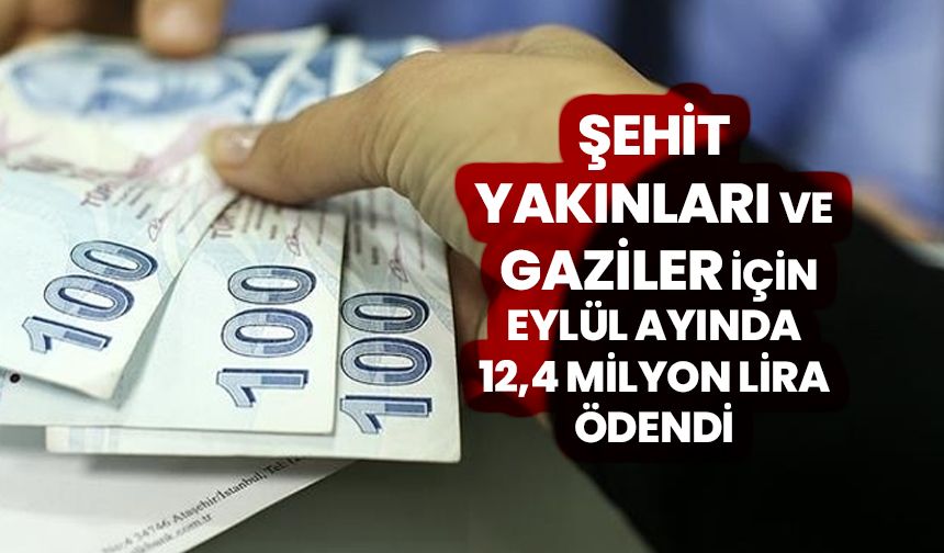 Şehit yakınları ve gaziler için eylül ayında 12,4 milyon lira ödendi