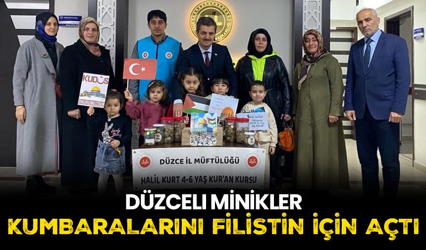 Düzceli minikler kumbaralarını Filistin için açtı