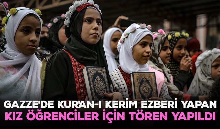 Gazze'de Kur'an-ı Kerim ezberi yapan kız öğrenciler için tören yapıldı